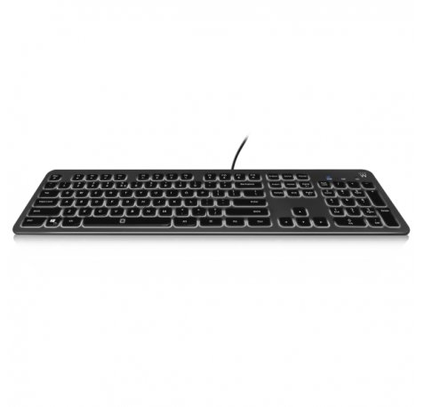 Ewent Teclado con Cable USB - Perfil Bajo - Disposicion QWERTY ES - Cable de 1.5m - Retroiluminacion - Silencioso - Cable de 1.5m - Color Negro