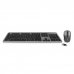 Ewent Pack Teclado + Raton Inalambrico - Receptor USB-A 2.4Hz - 1600dpi - Disposicion Inglesa QWERTY US - Incluye Pilas AA/AAA - Teclas Silenciosas de Perfil Bajo - Color Negro/Gris