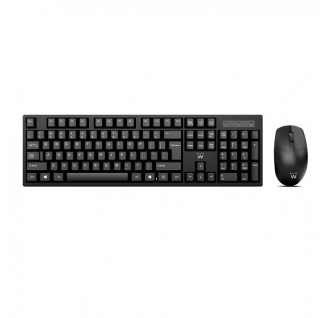 Ewent Paquete Inalambrico 2.4hz KB+RATON - Teclado de Oficina - Receptor USB-A - 1 Bateria AAA (Incluida) - Color Negro