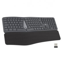 Ewent Teclado Inalambrico - Ergonomico - Bateria de Litio Recargable de 300mAh - Disposicion Portuguesa QWERTY PT - Teclas de Bajo Perfil y Silenciosas - Color Negro