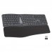 Ewent Teclado Inalambrico - Ergonomico - Bateria de Litio Recargable de 300mAh - Disposicion Portuguesa QWERTY PT - Teclas de Bajo Perfil y Silenciosas - Color Negro