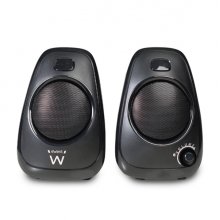 Ewent Altavoces Estereos de Sobremesa de 10W - Alimentacion USB - Jack de 3.5mm - Control de Volumen - Color Negro