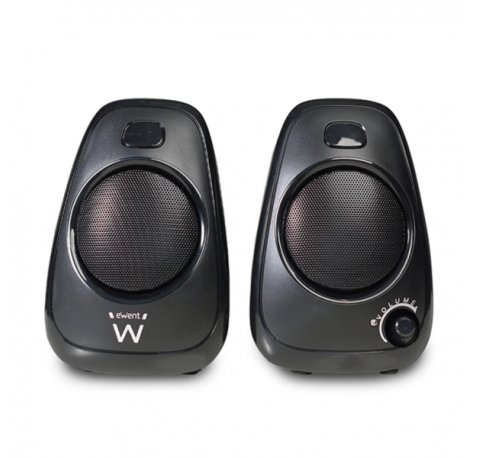 Ewent Altavoces Estereos de Sobremesa de 10W - Alimentacion USB - Jack de 3.5mm - Control de Volumen - Color Negro