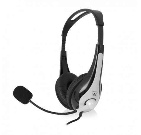 Ewent Auriculares Estereo - Microfono Integrado - 2x Jack de 3.5mm - Cable Trenzado de Nailon de 2m - Color Negro/Gris