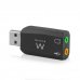 Ewent EW3751 Adaptador USB Audio - 2 Conectores 3.5mm para Microfono y Altavoces - Sonido 5.1 - Color Negro