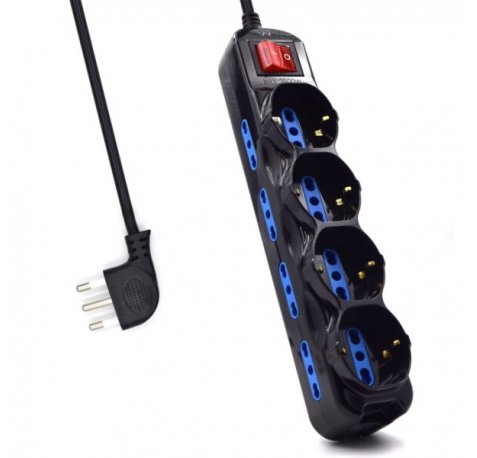 Ewent Regleta con 12 Tomas - 8 Tomas L + 4 Tomas L/F (Schuko) - Interruptor On/Off - Proteccion Infantil - Enchufe Italiano Plano en Angulo - Cable de 1.5m - Color Negro