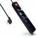 Ewent Regleta con 6 Tomas Tipo L/F (Schuko) de 10/16A - Interruptor On/Off - Proteccion contra Sobretensiones - Proteccion Infantil - Enchufe Italiano Plano en Angulo - Cable de 1.5m - Color Negro