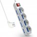 Ewent Regleta con 6 Tomas - 8 Tomas L + 4 Tomas L/F (Schuko) - Interruptor de Encendido - Proteccion Infantil - Enchufe Italiano Plano en Angulo - Cable de 5m - Color Blanco
