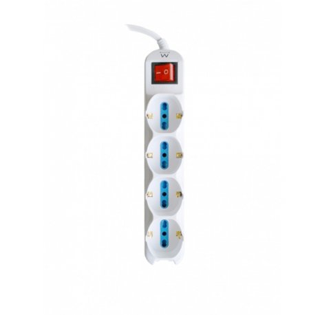 Ewent Regleta con 12 Tomas - 8 Tomas L + 4 Tomas L/F (Schuko) - Interruptor On/Off - Proteccion contra Sobretensiones - Proteccion Infantil - Cable de 1.5m - Color Blanco