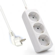 Ewent Regleta de 3 Tomas Schuko 16A - Proteccion Infantil - Cable de 1.5m - Enchufe Schuko Plano en Angulo - Color Blanco