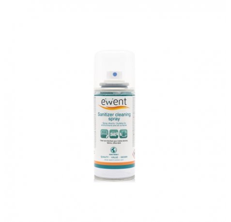 Ewent Spray Desinfectante para Superficies - 100ml - Formula con Detergente - Antiolores - Color Transparente