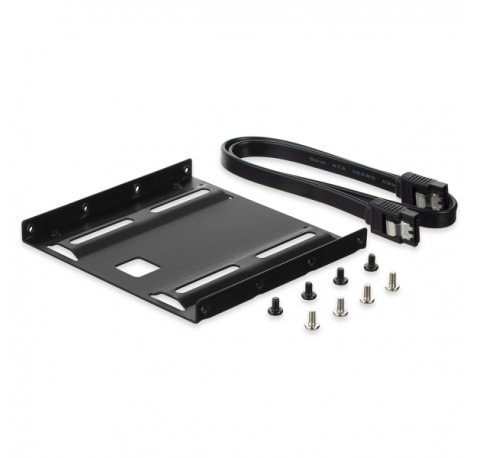 Ewent Pack Adaptador de Montaje para Disco Duro HDD/SSD de 2.5" en Ranura de 3.5" - Incluye Cable SATA de 50cm - Metal Resistente - Incluye Tornillos - Color Negro