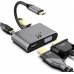 Ewent Hub 4 en 1 - HDMI - VGA - USB 3.2 Gen1 - USB-C PD 60W - Color Aluminio