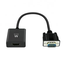 Ewent EW9866 Convertidor VGA a HDMI con Audio - Resolucion Maxima de 1920 x 1200 pixeles - No Drivers - Color Negro
