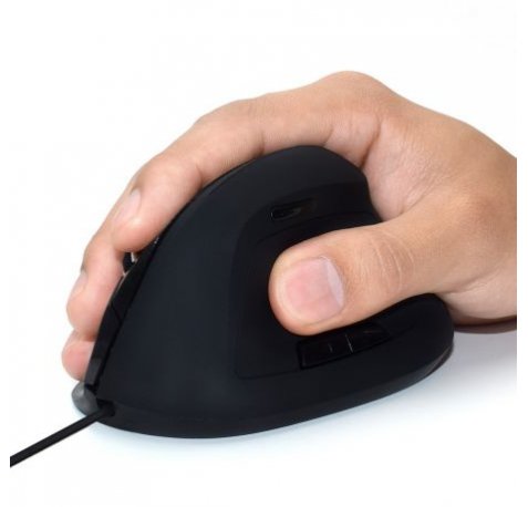 Ewent Raton Ergonomico Vertical USB 1800dpi - 5 Botones - Uso Diestro - Cable de 1.23m - Color Negro