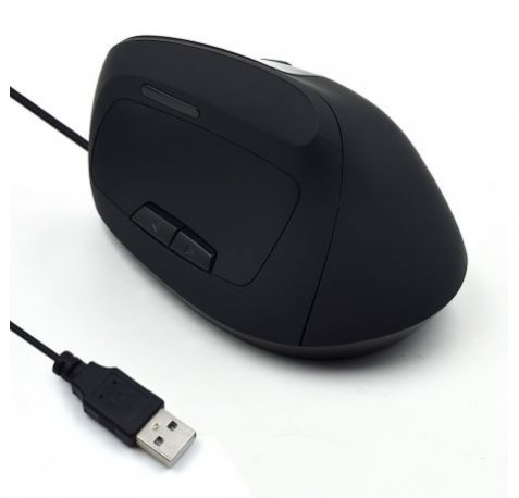 Ewent Raton Ergonomico Vertical USB 1800dpi - 5 Botones - Uso Diestro - Cable de 1.23m - Color Negro