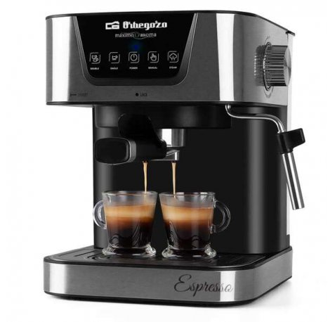 Orbegozo Cafetera Espresso EX 5200 - Orbegozo Presion de 20 Bar y 850W de Potencia - Panel de Control Tactil - Deposito de Agua de 1.5L Extraible - Valvula de Seguridad