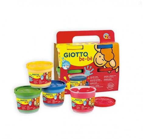 Giotto Bebe Pack de 4 Botes de Pintura para Dedos - 150ml - Facil Aplicacion - Colores Surtidos