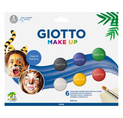Giotto Make Up Classic Pack con 6 Maquillajes Faciales - Se Lava con Agua - Dermatologicamente Testado - Colores Clasicos Surtidos