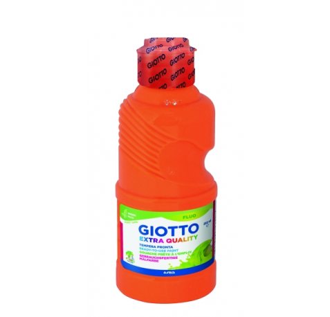 Giotto Extra Quality Fluo Tempera - 250ml - Lispa para el Uso - Botella Bio Pet - Color Naranja Fluorescente