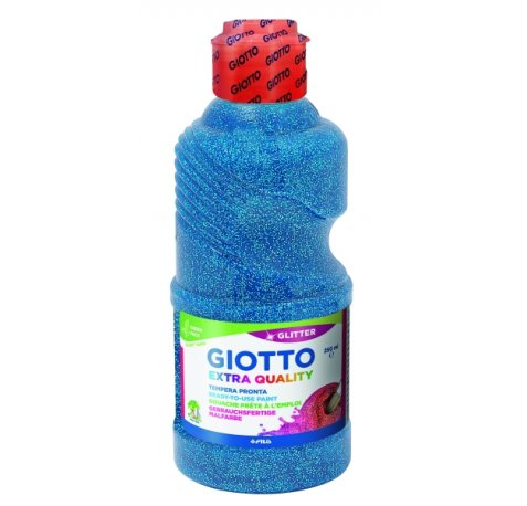 Giotto Extra Quality Glitter Tempera - 250ml - Lispa para el Uso - Botella Bio Pet - Color Cyan