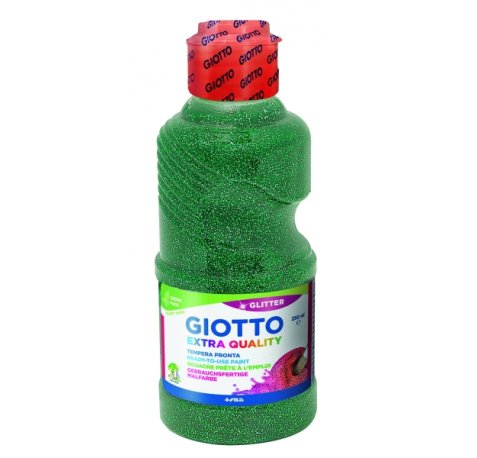 Giotto Extra Quality Glitter Tempera - 250ml - Lispa para el Uso - Botella Bio Pet - Color Verde