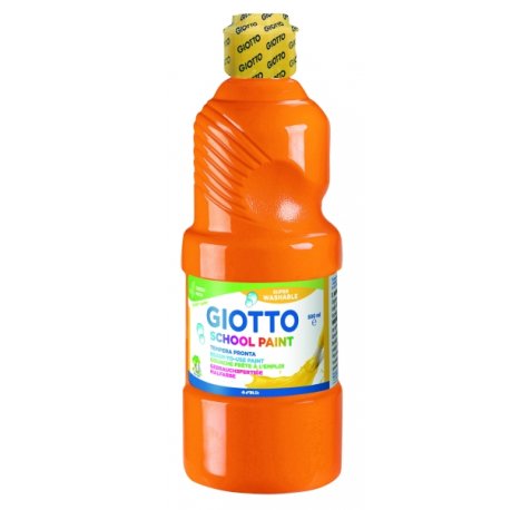 Giotto School Paint Tempera - 500ml - Lista para el Uso - Super Lavable - Botella Bio Pet - Color Naranja