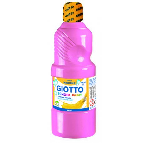 Giotto School Paint Tempera - 500ml - Lista para el Uso - Super Lavable - Botella Bio Pet - Color Rosa Claro