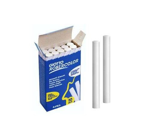 Giotto Robercolor Pack de 10 Tizas Redondas Blancas - Testadas Dermatologicamente - Compactas y Duraderas
