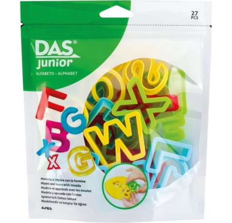 Das Junior Pack con 26 Moldes en Forma de Letra para Plastilina y 1 Rodillo