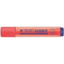 Tratto Video Marcador Fluorescente - Punta Biselada - Tinta Base de Agua - Secado Rapido - Color Rojo Fluorescente (12 uds)