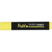 Tratto Video Pastel Marcador Fluorescente - Punta Biselada - Tinta al Agua - Secado Rapido - Color Amarillo Limon (12 uds)