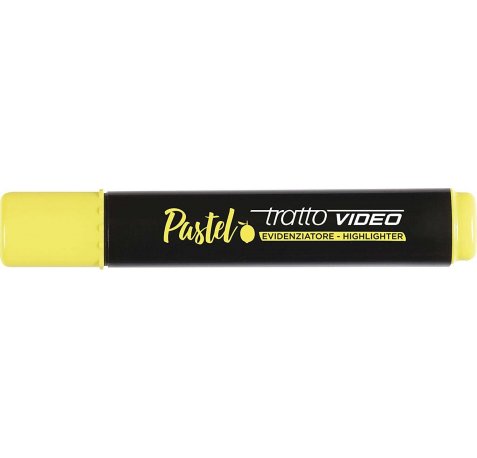 Tratto Video Pastel Marcador Fluorescente - Punta Biselada - Tinta al Agua - Secado Rapido - Color Amarillo Limon (12 uds)