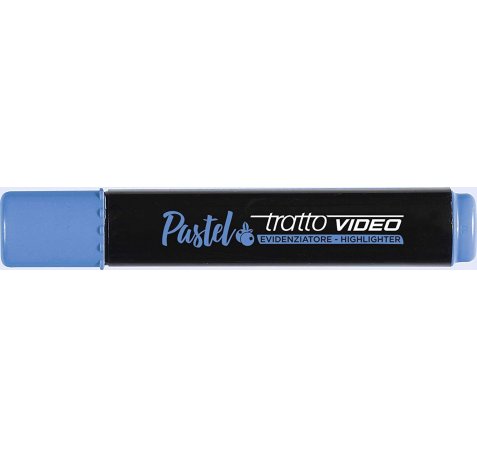 Tratto Video Pastel Marcador Fluorescente - Punta Biselada - Tinta al Agua - Secado Rapido - Color Azul Arandano (12 uds)