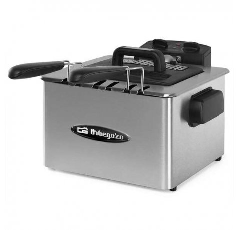 Orbegozo FDR 55 Freidora Profesional de Acero Inoxidable - Potente y Segura Freidora con Capacidad de 4.5 Litros - Tres Cestillos Intercambiables - Termostato Regulable hasta 190°C