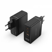 Vention Cargador GaN de Pared 2xUSB-C a 1xUSB 100W - Color Negro