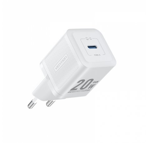 Vention Cargador de Pared GaN USB-C 20W - Carga rapida EU - Color Blanco