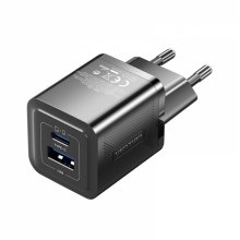 Vention Cargador de Pared GaN 2 Puertos USB (C+A) (30W/30W) - Carga rapida EU - Color Negro