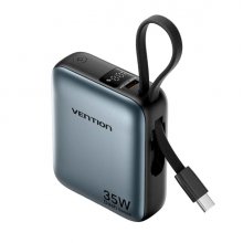 Vention Mini Powerbank de 10000mAh - Potencia de Salida hasta 35W - Cable USB-C Integrado - Power Delivery - Tecnologia PPS - Color Gris Vention Mini Powerbank de 10000mAh - Potencia de Salida hasta 35W - Cable USB-C Integrado - Power Delivery - Tecnologia PPS - Color Gris
