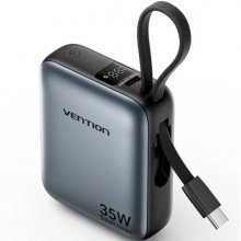 Vention Mini Powerbank de 10000mAh - Potencia de Salida hasta 35W - Cable USB-C Integrado - Power Delivery - Tecnologia PPS - Color Gris Vention Mini Powerbank de 10000mAh - Potencia de Salida hasta 35W - Cable USB-C Integrado - Power Delivery - Tecnologia PPS - Color Gris
