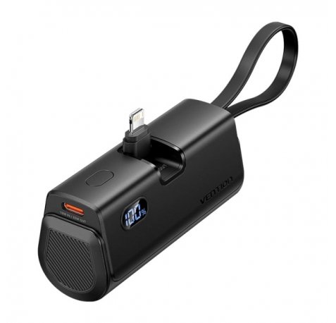 Vention PowerBank 4800mAh - Lightning - Carga Rapida 22.5W - Conector Plegable - Color Negro