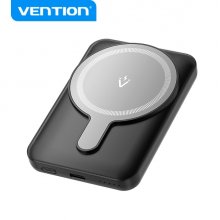 Vention PowerBank 5000mAh Magnetico Inalambrico - USB-C Dual - Carga Rapida 20W - Display Luminoso - Color Negro