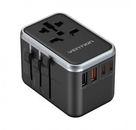 Vention Cargador de Viaje Universal GaN - 2xUSB-C, 2xUSB-A - 65W - Color Negro
