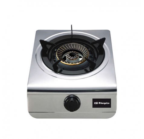 Orbegozo FO 1700 Hornillo a Gas Practico y Eficiente - Encendido Piezoelectrico - Quemador de Triple Corona - Cuerpo de Acero Inoxidable - Uso con Gas Butano o Propano