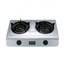 Orbegozo FO 2700 Hornillo a Gas Inox - Compacto y Versatil - 2 Quemadores de Triple Corona - Encendido Piezoelectrico - para Gas Butano o Propano