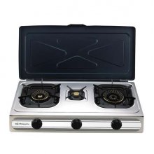Orbegozo FO 3500 - Hornillo a Gas Compacto y Eficiente - Encendido Piezoelectrico - 3 Quemadores - Cuerpo Inox - Ideal para Exteriores