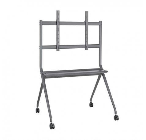 Aisens Soporte de Suelo PRO con Rueda - 1 Bandeja para Pantalla Interactiva/TV 120kg de 50-86 - Color Negro