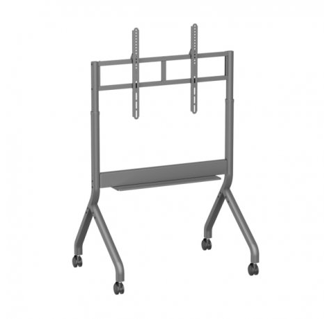 Aisens FTF90E-467 ECO Soporte de Suelo para Pantallas Interactivas/TV de 55 a 90" - Motorizado - Bandeja Multiusos - Peso Max. 90kg - Ruedas - Color Gris