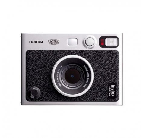Fujifilm Instax Mini EVO Camara Instantanea Hibrida - Tamaño de Imagen 62x46mm - Exposicion Automatica  - Color Negro