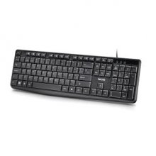NGS Funky V4 Teclado USB - 12 Teclas Multimedia FN - Teclas de Membrana Silenciosas - Diseno Resistente a Salpicaduras con Tratamiento Antidesgaste - Patas Plegables para Inclinacion Ajustable - Cable 1.5m - Color Negro